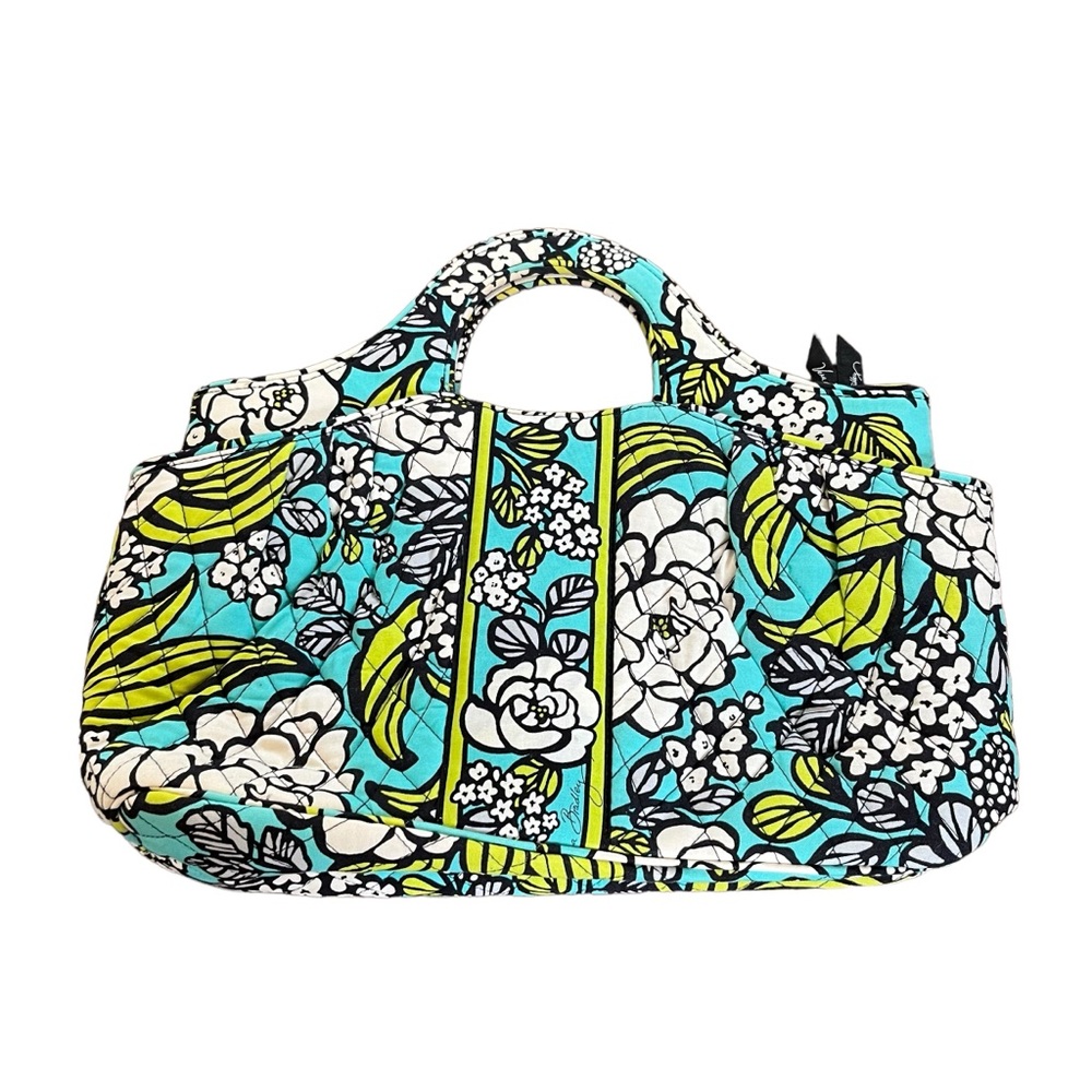 Vera Bradley Abby Purse Handbag Bag Satchel Island Blooms Blue Floral Blue Green - Picture 2 of 11